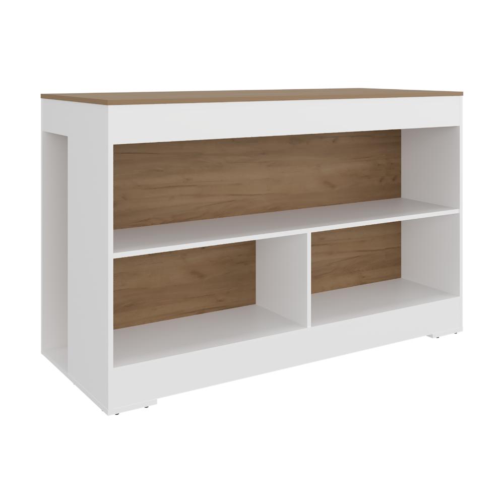 Barra de Cocina Kuho, Kronos Blanco y Kronos Fresno, Moderna con variedad de entrepaños para ubicar elementos de cocina ZF