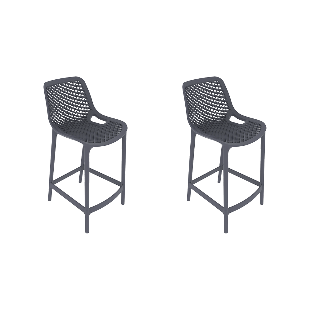 Silla para Bar Miame, Color Gris Oscuro, con reposa pies en diseño Moderno X2