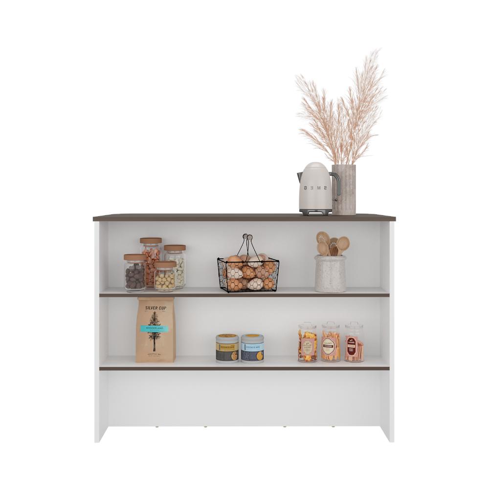 Barra de Cocina Diamante, Blanco y Milán, con Entrepaños