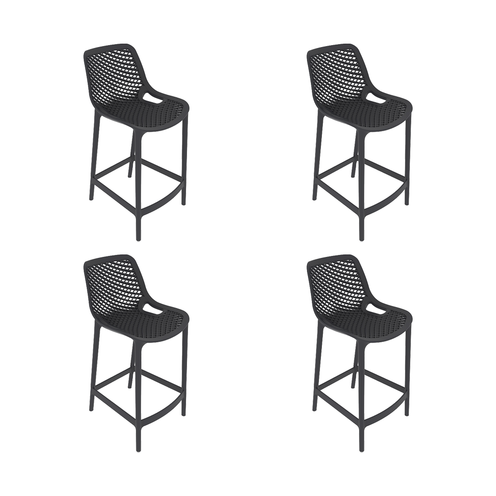 Silla para Bar Miame, Color Negro, con reposa pies en diseño Moderno X4