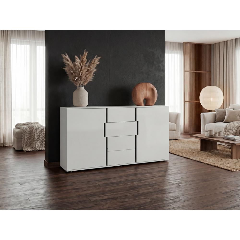Mesa Auxiliar Recibidor Bisbee, Blanco Duqueza y Plomo, Con amplio espacio y Diseño moderno