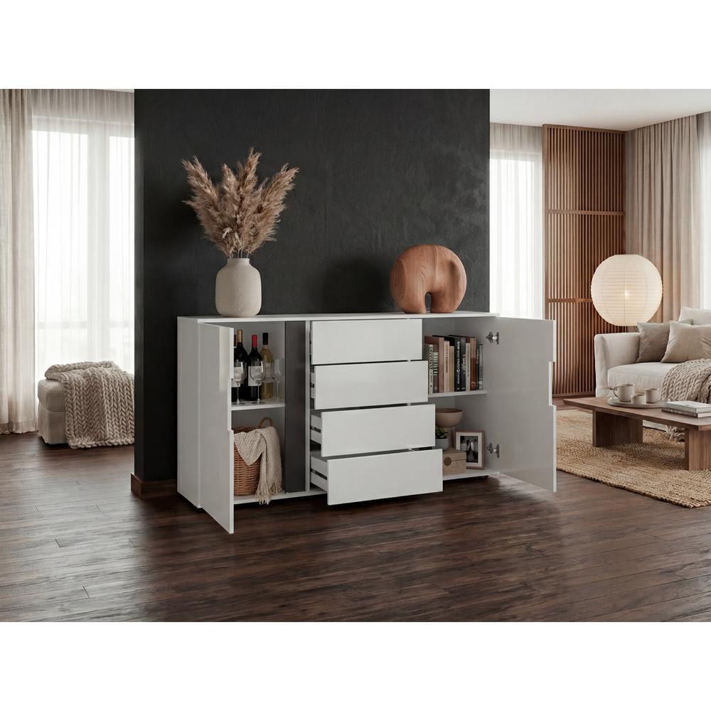Mesa Auxiliar Recibidor Bisbee, Blanco Duqueza y Plomo, Con amplio espacio y Diseño moderno