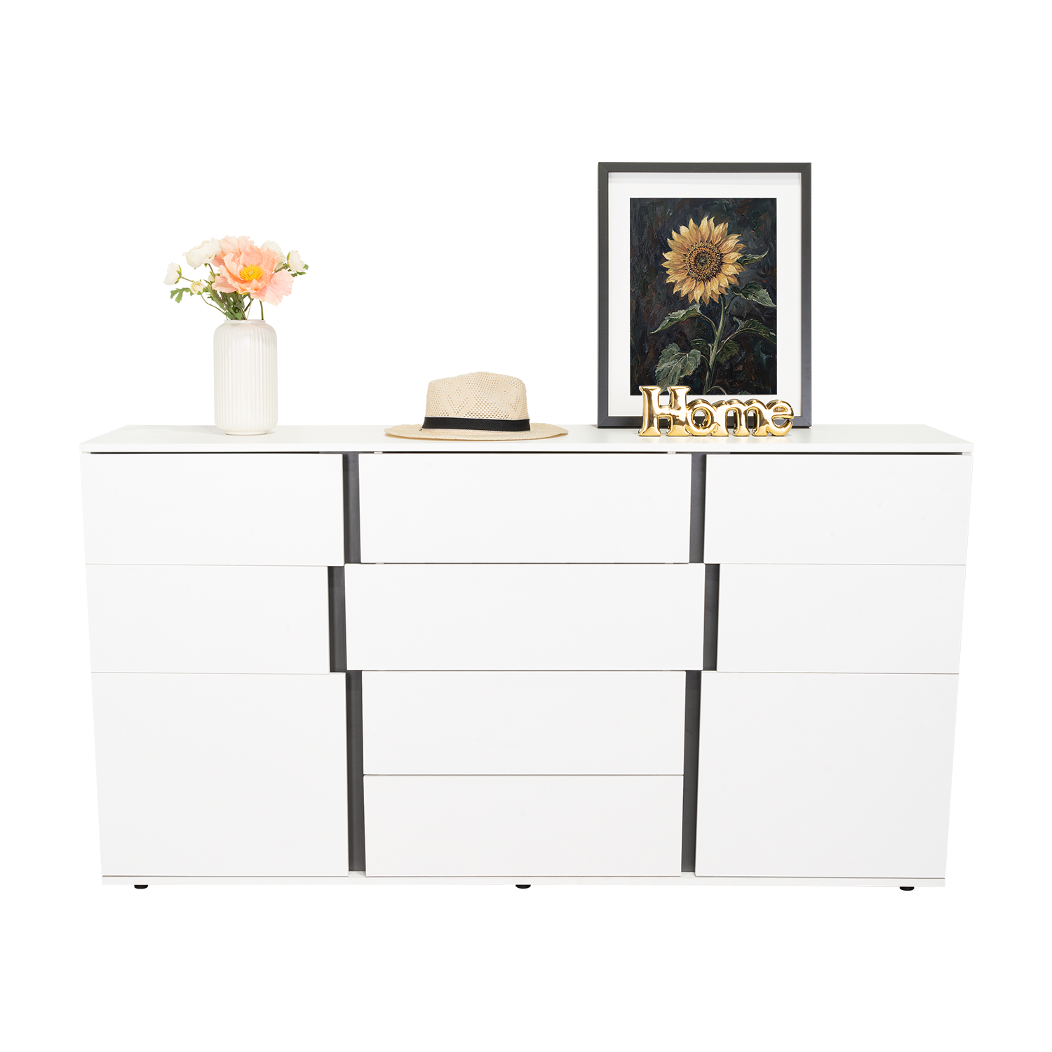Mesa Auxiliar Recibidor Bisbee, Blanco Duqueza y Plomo, con Amplio Espacio y Diseño Moderno