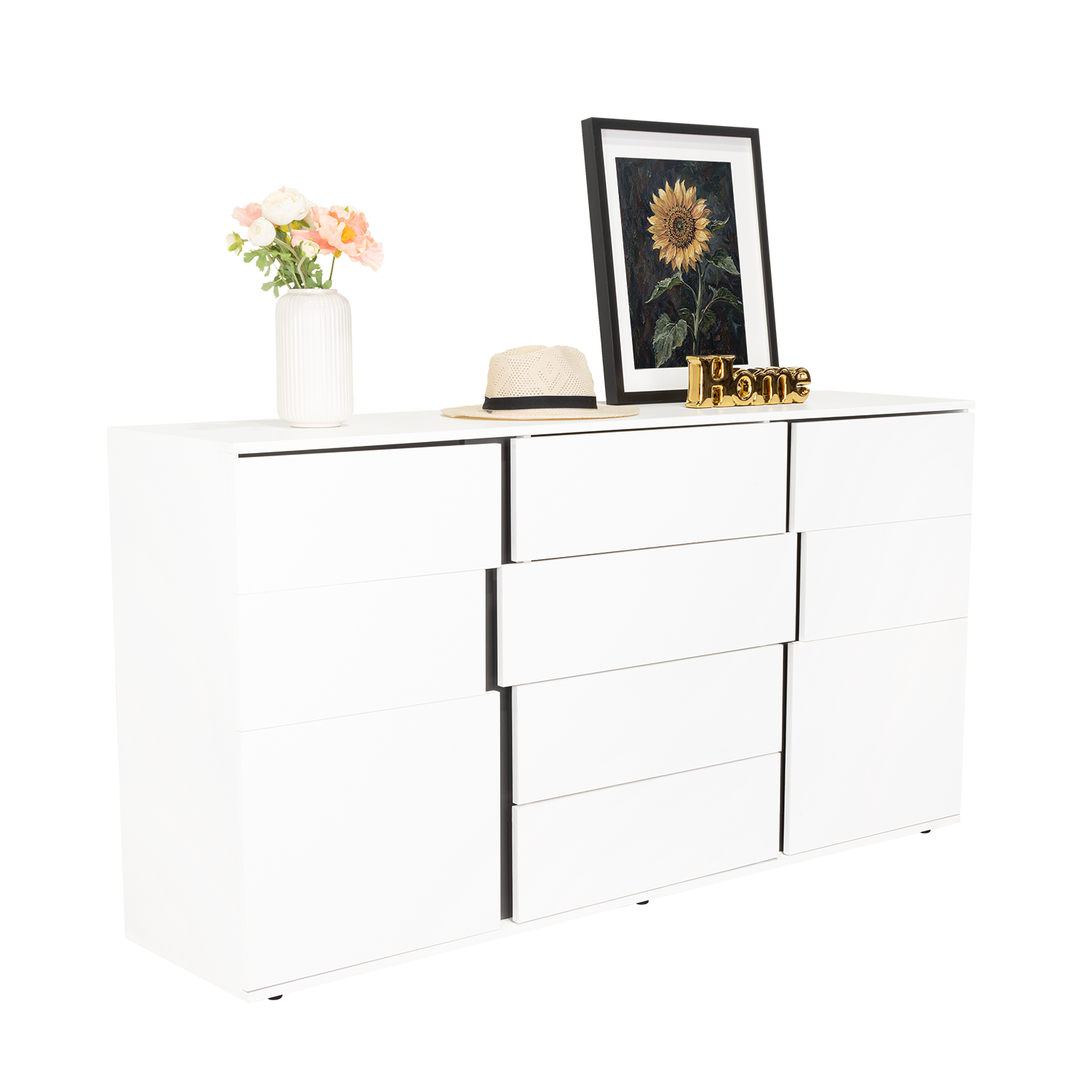 Mesa Auxiliar Recibidor Bisbee, Blanco Duqueza y Plomo, con Amplio Espacio y Diseño Moderno
