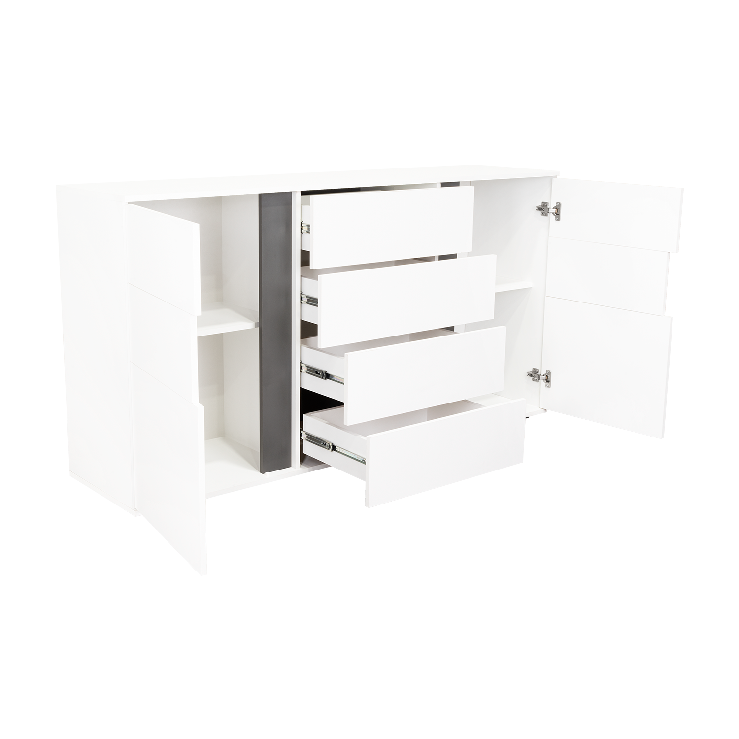 Mesa Auxiliar Recibidor Bisbee, Blanco Duqueza y Plomo, con Amplio Espacio y Diseño Moderno