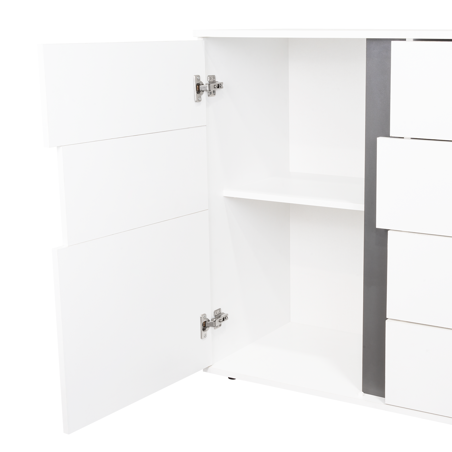 Mesa Auxiliar Recibidor Bisbee, Blanco Duqueza y Plomo, con Amplio Espacio y Diseño Moderno