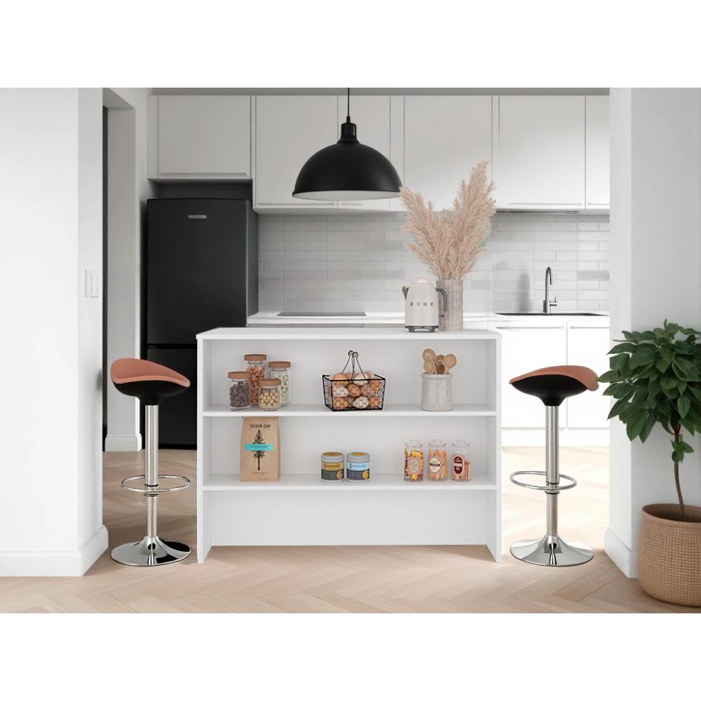 Barra de Cocina Diamante, Kronos Blanco Con Entrepaños ZF