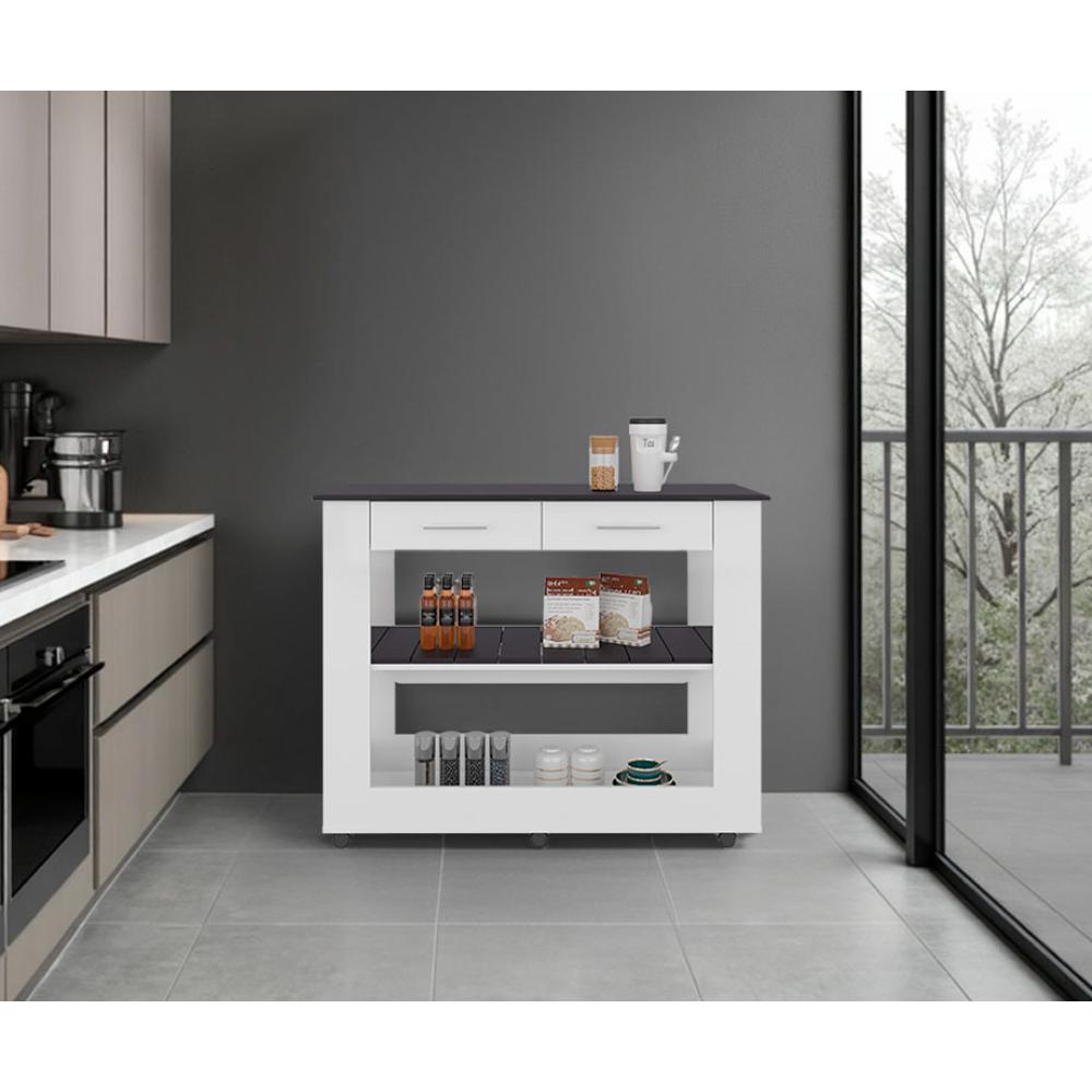 Barra de Cocina Cala, Blanco y Wengue, Con amplia superficie en la mesa ZF