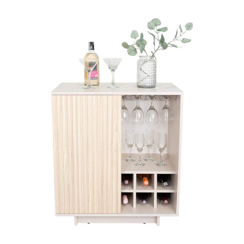 Bar Bowie, Capri + Dekowall y Roble Natural, Con una puerta abatible y porta de copas