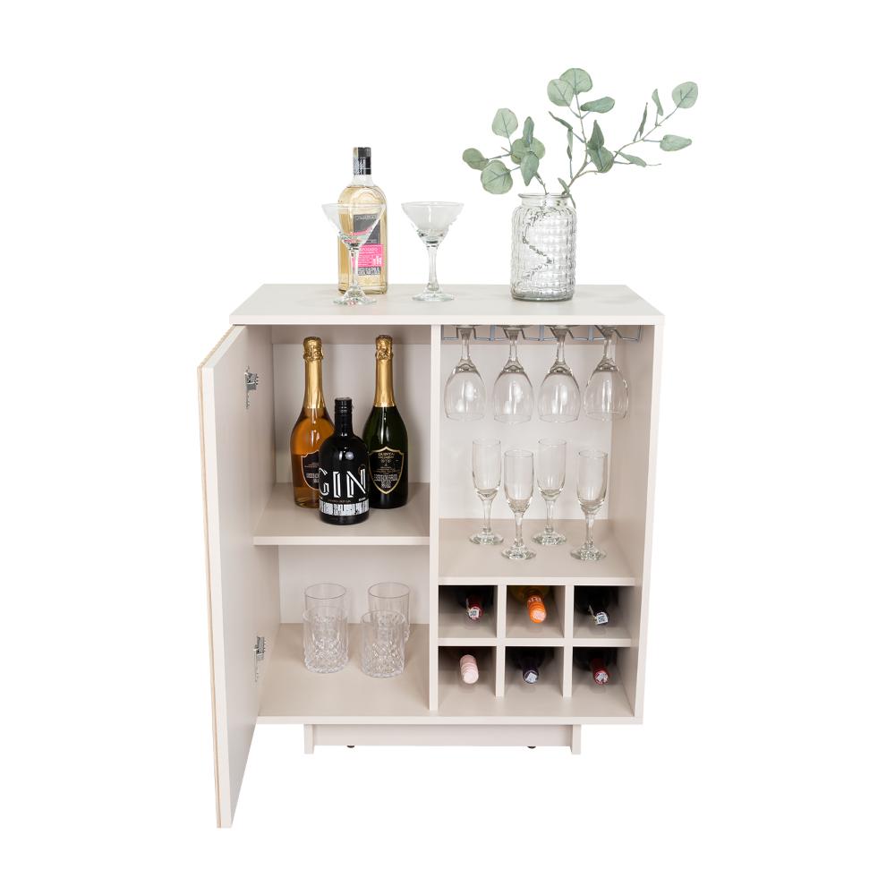 Bar Bowie, Capri + Dekowall y Roble Natural, Con una puerta abatible y porta de copas
