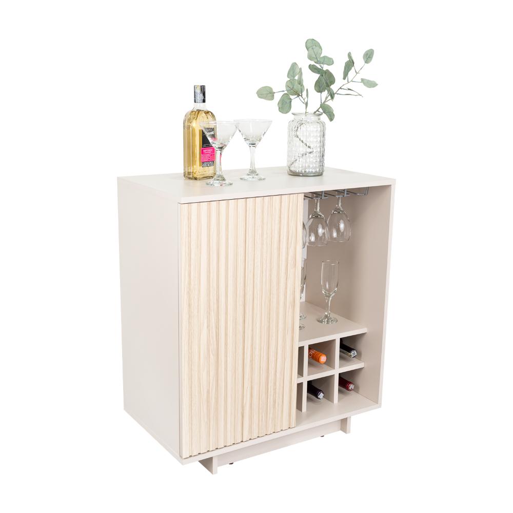 Bar Bowie, Capri + Dekowall y Roble Natural, Con una puerta abatible y porta de copas