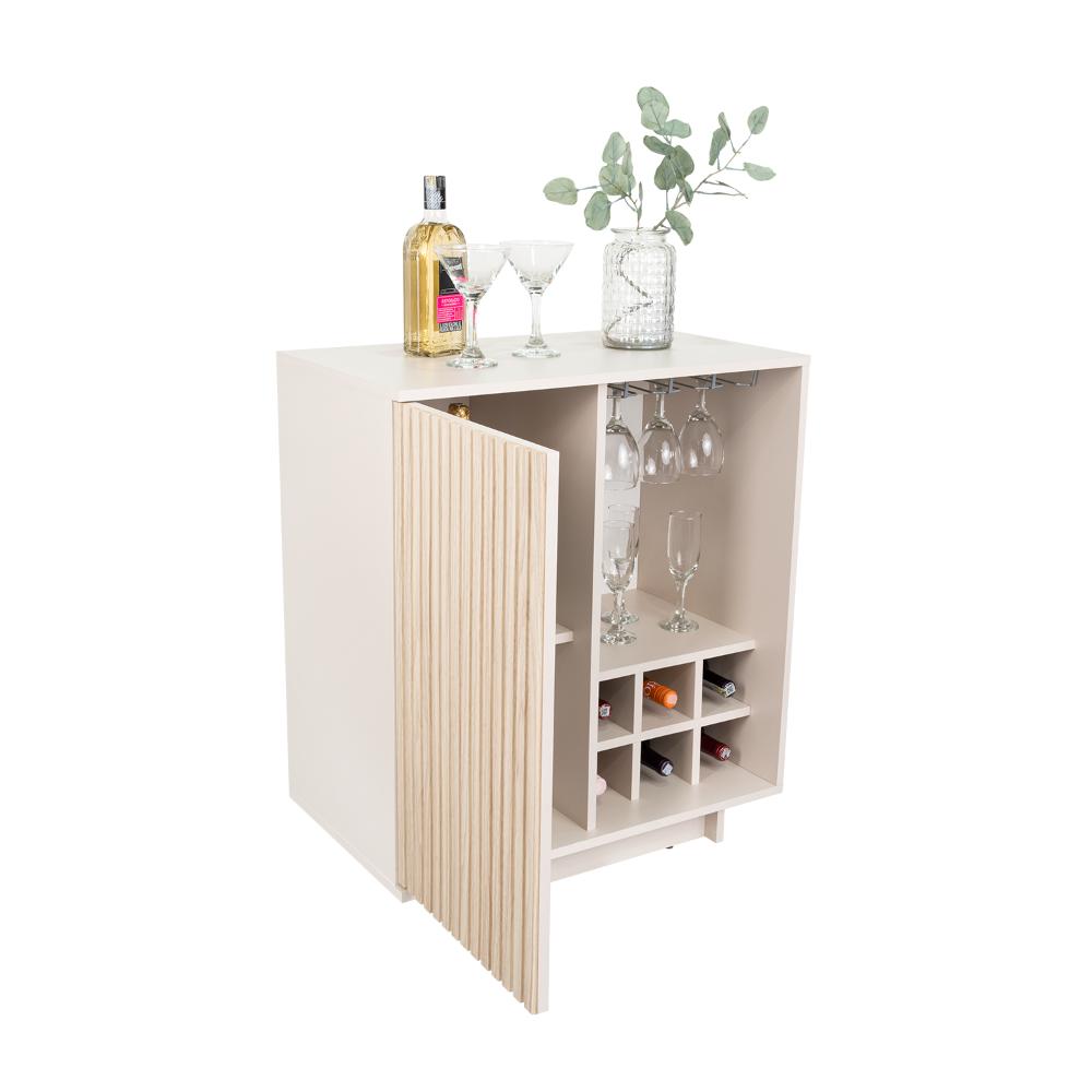 Bar Bowie, Capri + Dekowall y Roble Natural, Con una puerta abatible y porta de copas