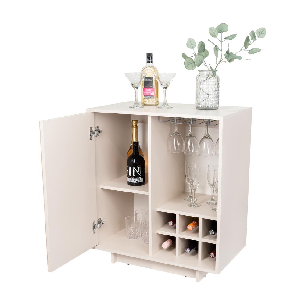 Bar Bowie, Capri + Dekowall y Roble Natural, Con una puerta abatible y porta de copas