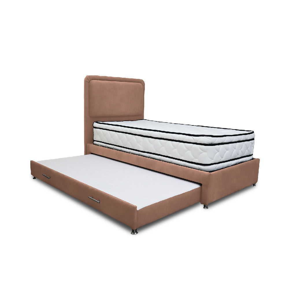 Combo Cama Tarima Nube 120x190 Semidoble Camel mas Espaldar