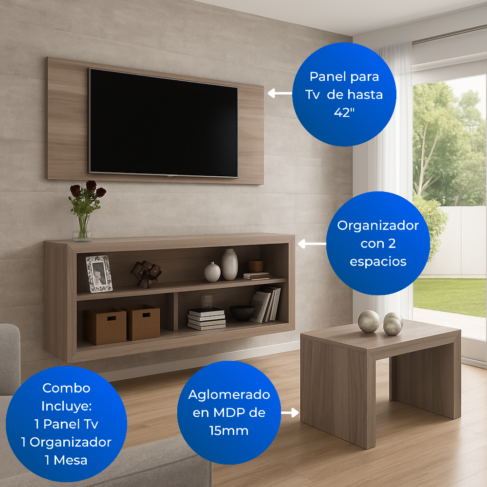 Combo de sala Living Gris - Maderado