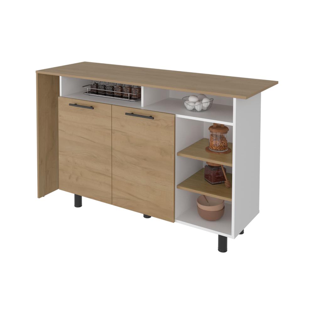 Barra de Cocina Corsia, Fresno Kronos y Kronos Blanco, con Dos Puertas Abatibles  ZF