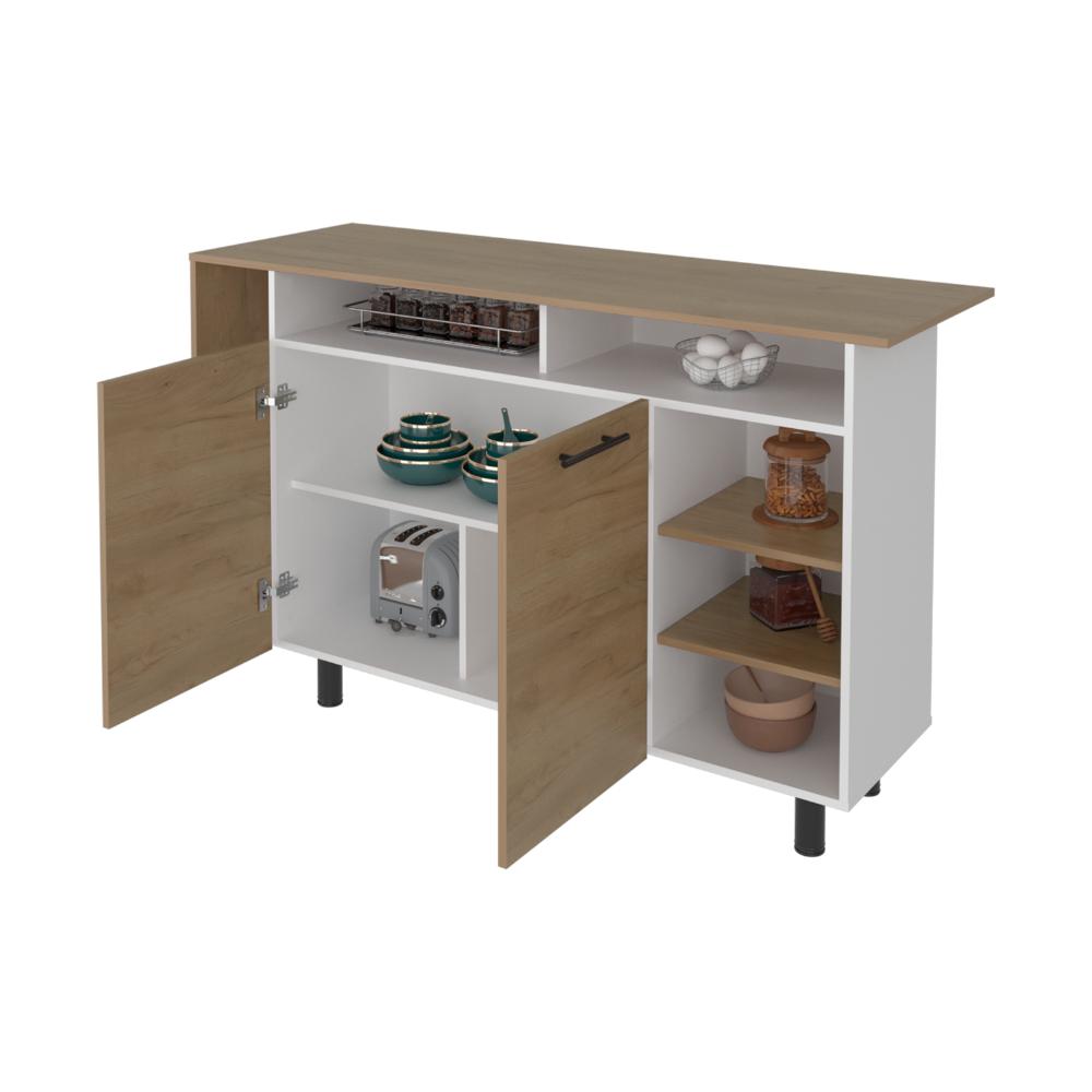 Barra de Cocina Corsia, Fresno Kronos y Kronos Blanco, con Dos Puertas Abatibles  ZF