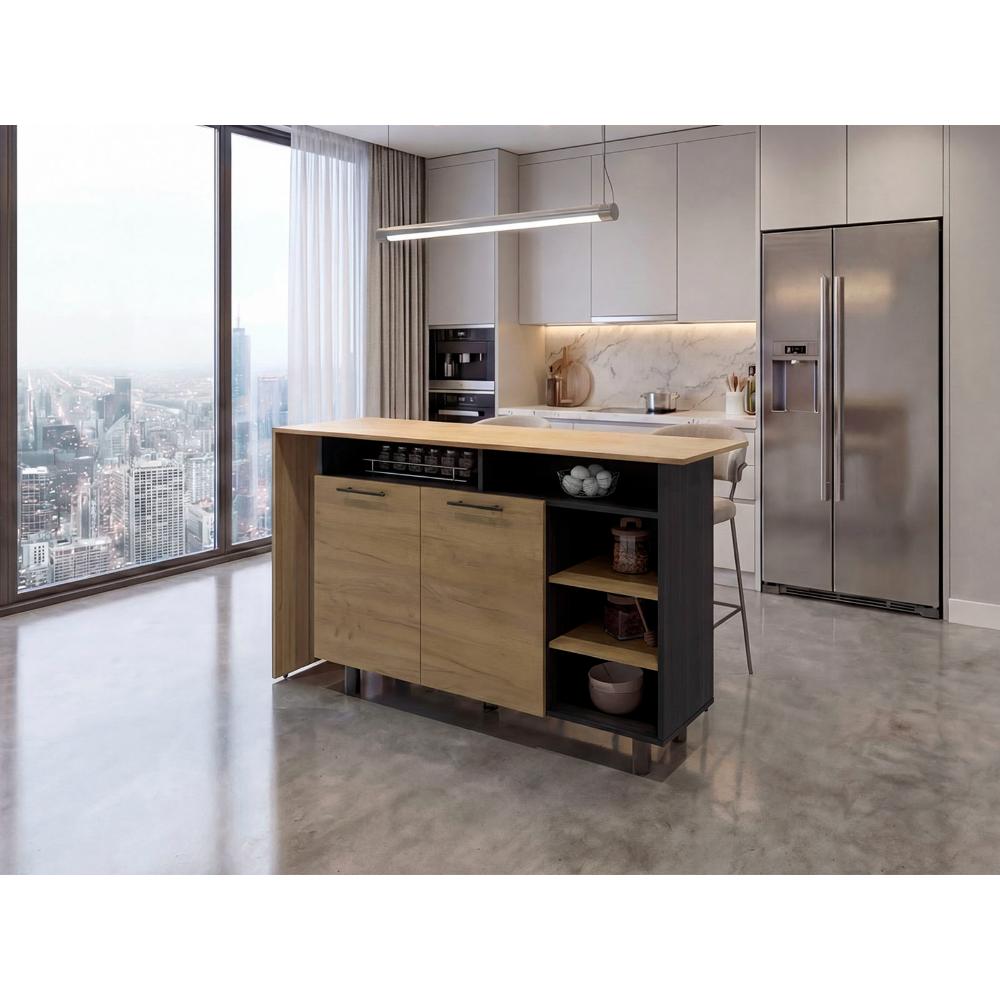 Barra de Cocina Corsia, Fresno Kronos y Kronos Wengue, con Dos Puertas Abatibles  ZF