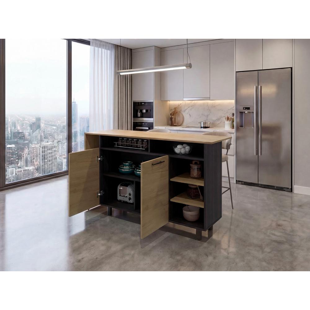 Barra de Cocina Corsia, Fresno Kronos y Kronos Wengue, con Dos Puertas Abatibles  ZF