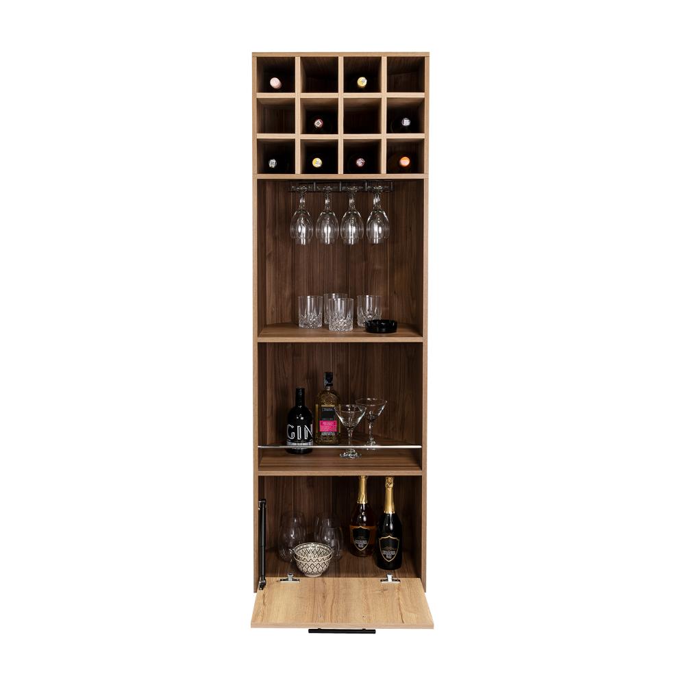 Bar Esquinero Marsel, Castaño y Café Claro, con Una Puerta Abatible y Espacio Porta Copas