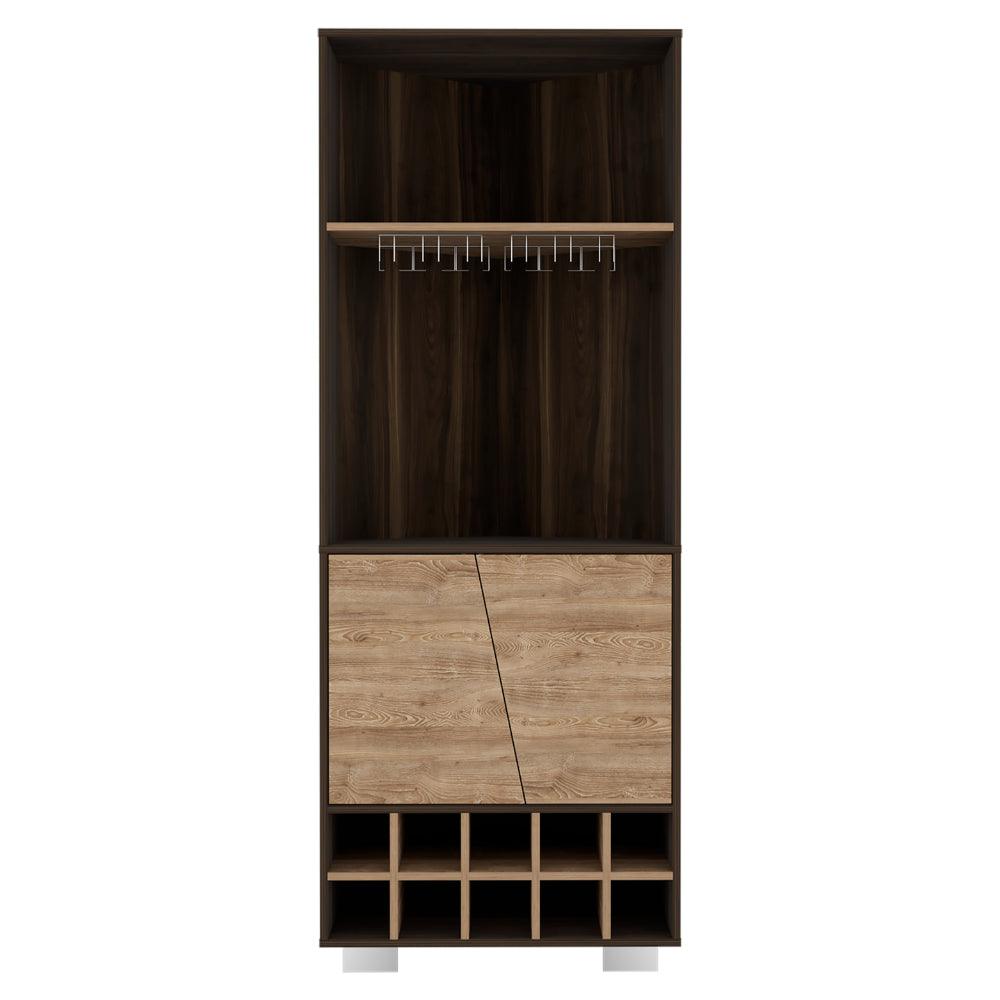 Bar Esquinero Orus, Caoba, con Espacio Para Botellas y Porta Copas