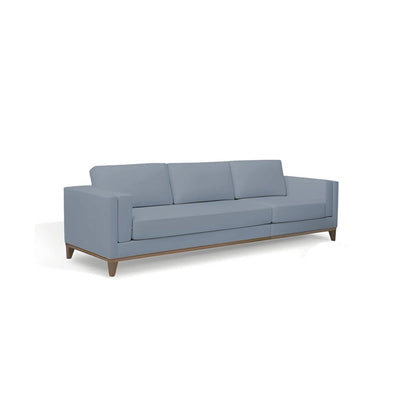 Sofá con puff Gianluca 3 puestos Azul terciopelo premium 260x80x85