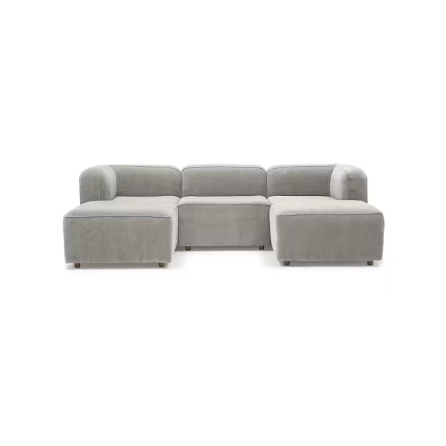 Sofá con puff Bocelli 4 puestos Gris tela pet friendly 260x85x75