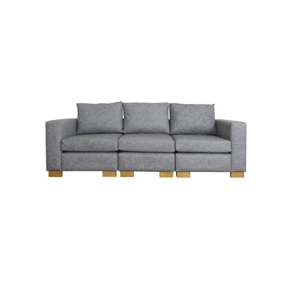 Sofá Grober 3 puestos Gris tela anti rasguños 230x90x90