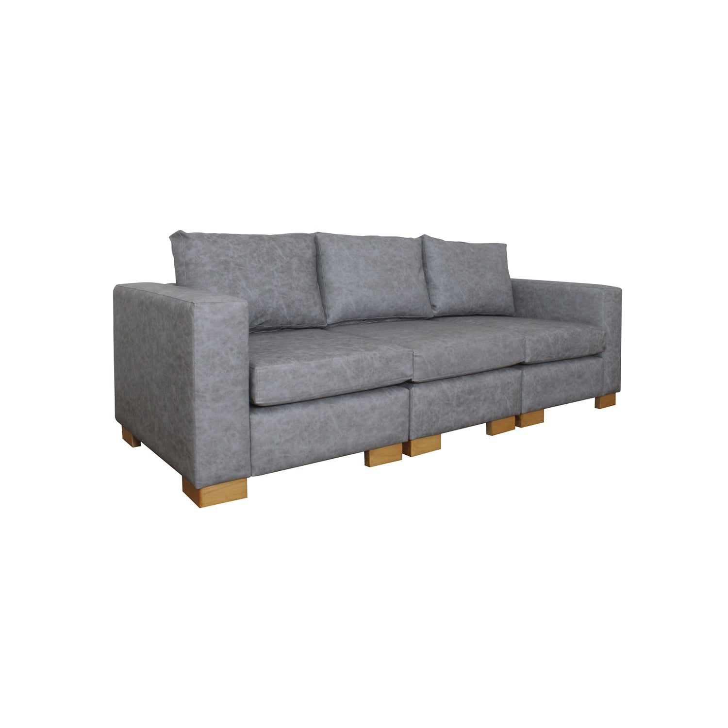 Sofá Grober 3 puestos Gris tela anti rasguños 230x90x90