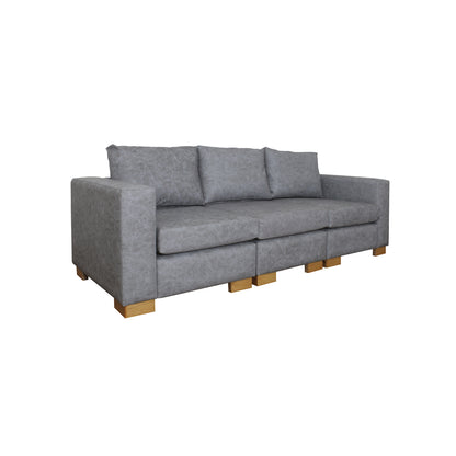Sofá Grober 3 puestos Gris tela anti rasguños 230x90x90
