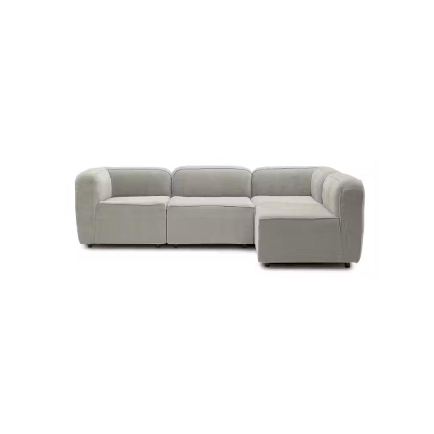 Sofá con banqueta Bocelli 4 puestos Gris tela pet friendly 260x85x75