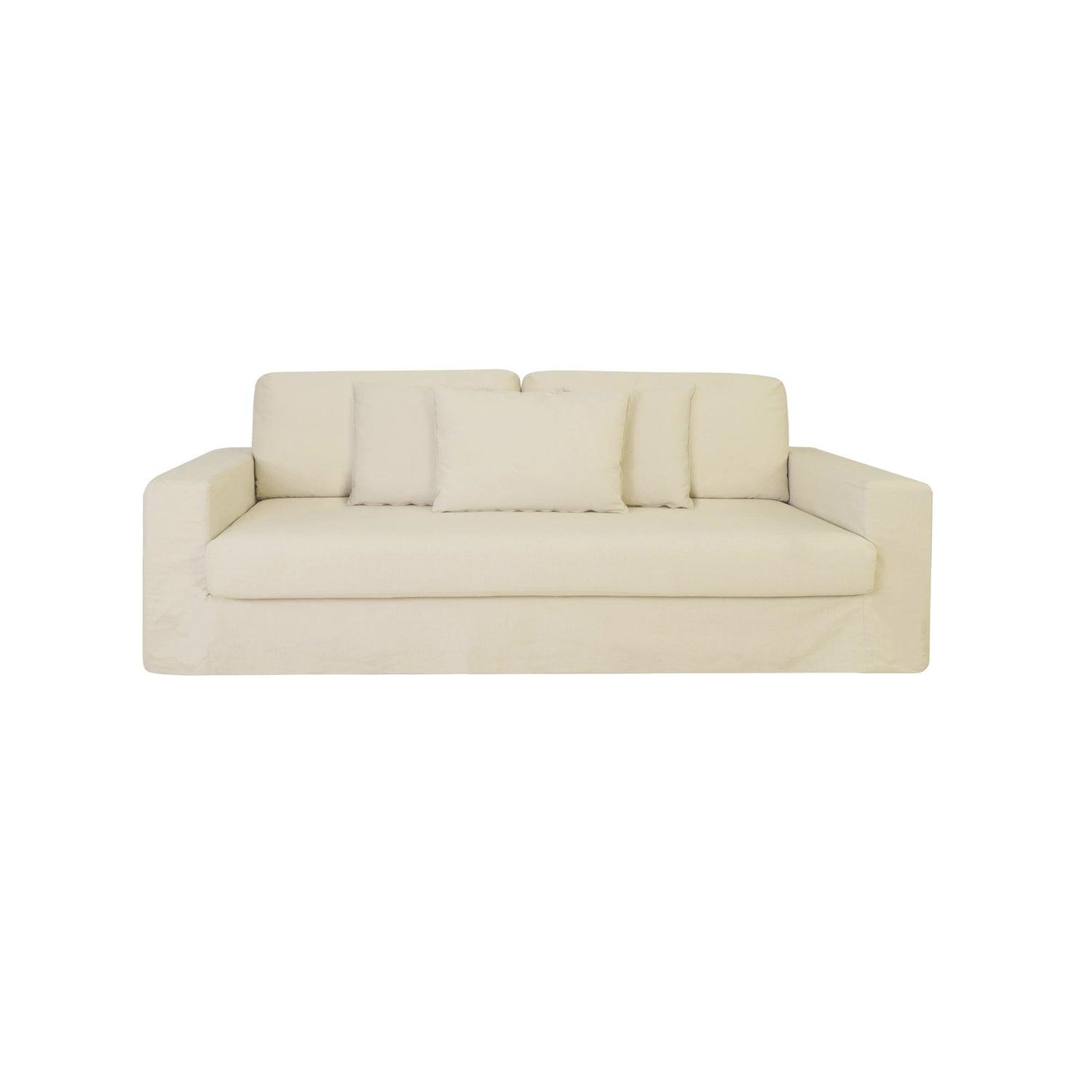 Sofá Guim 3 puestos Beige terciopelo premium 220x90x70