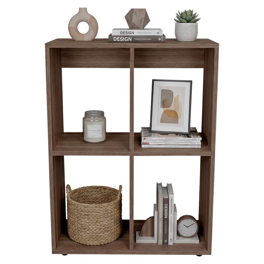 Biblioteca Etto Eco, Avellana, con Entrepaños para Ubicar Objetos Decorativos