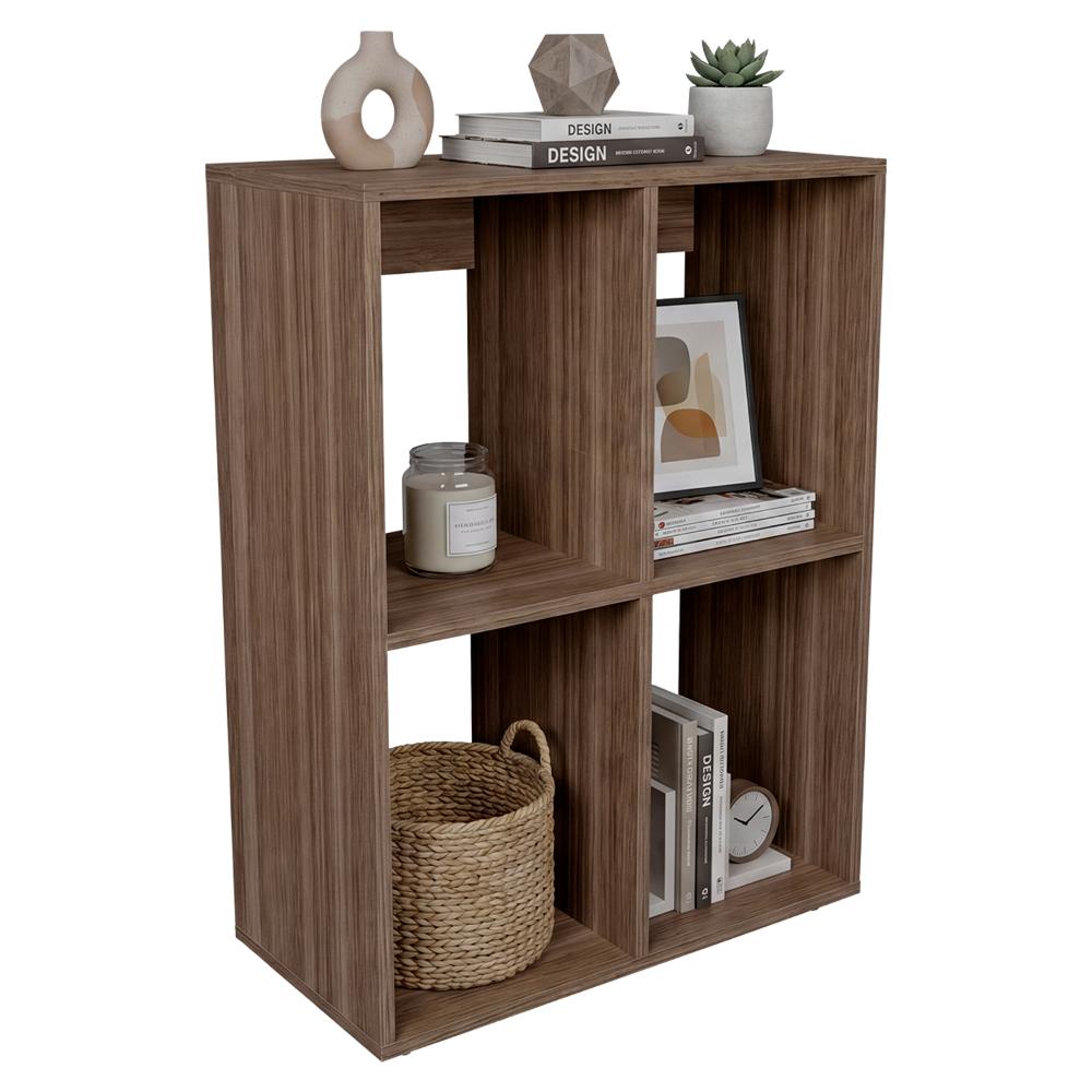 Biblioteca Etto Eco, Avellana, con Entrepaños para Ubicar Objetos Decorativos