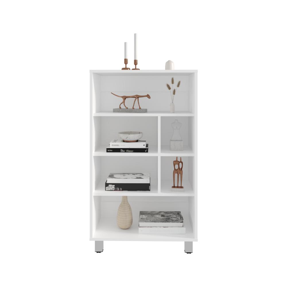 Biblioteca Tonny, Blanco, con Variedad de Espacios Para Libros y Artículos Decorativos ZF