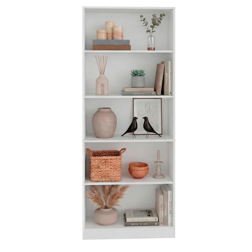 Biblioteca Básica, Blanco, con 4 Entrepaños para Objetos Decorativos y de Fácil Armado ZF