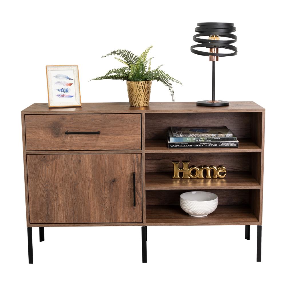 Mesa Auxiliar Sory, Nogal, con Un Cajón y Una Puerta