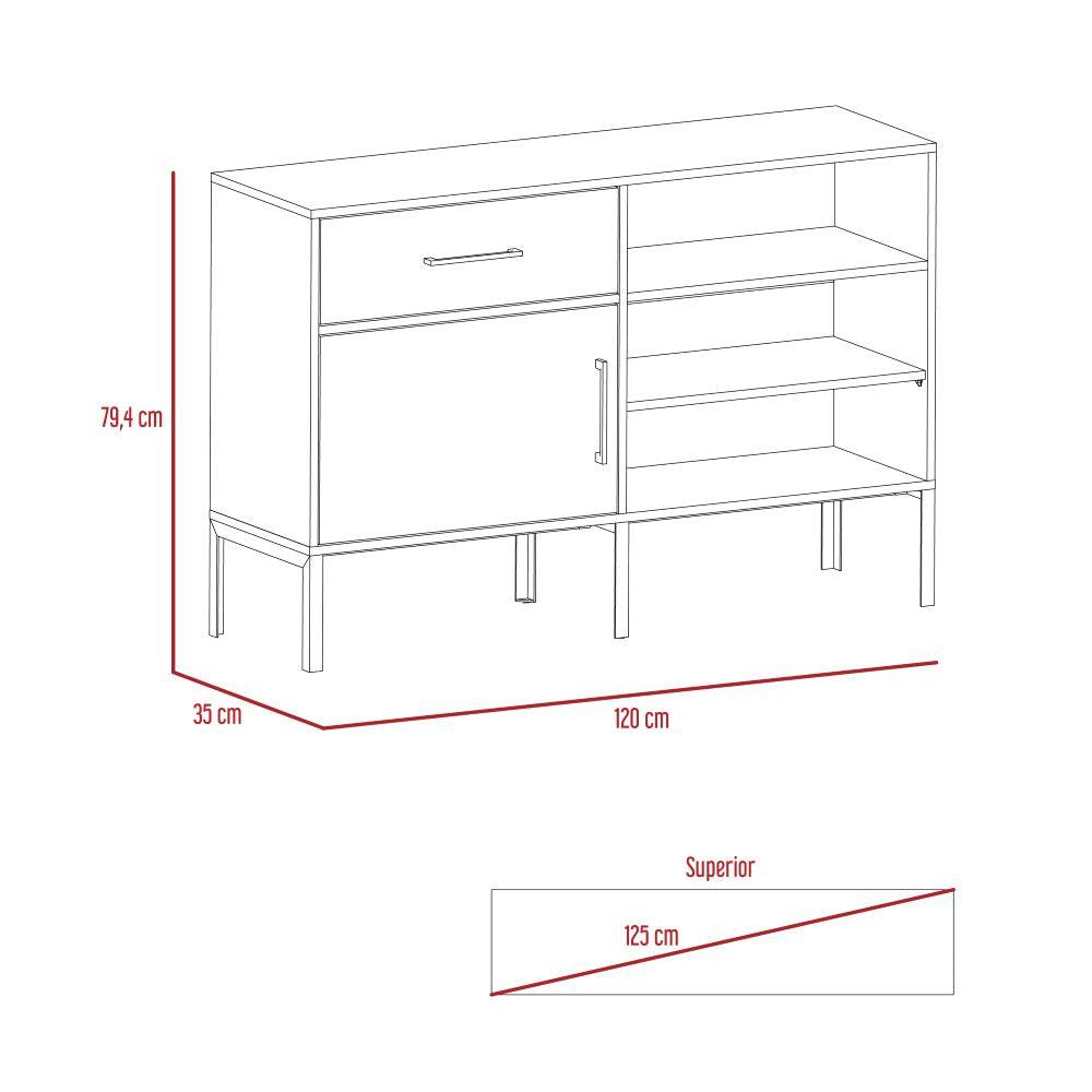 Mesa Auxiliar Sory, Nogal, con Un Cajón y Una Puerta - VIRTUAL MUEBLES