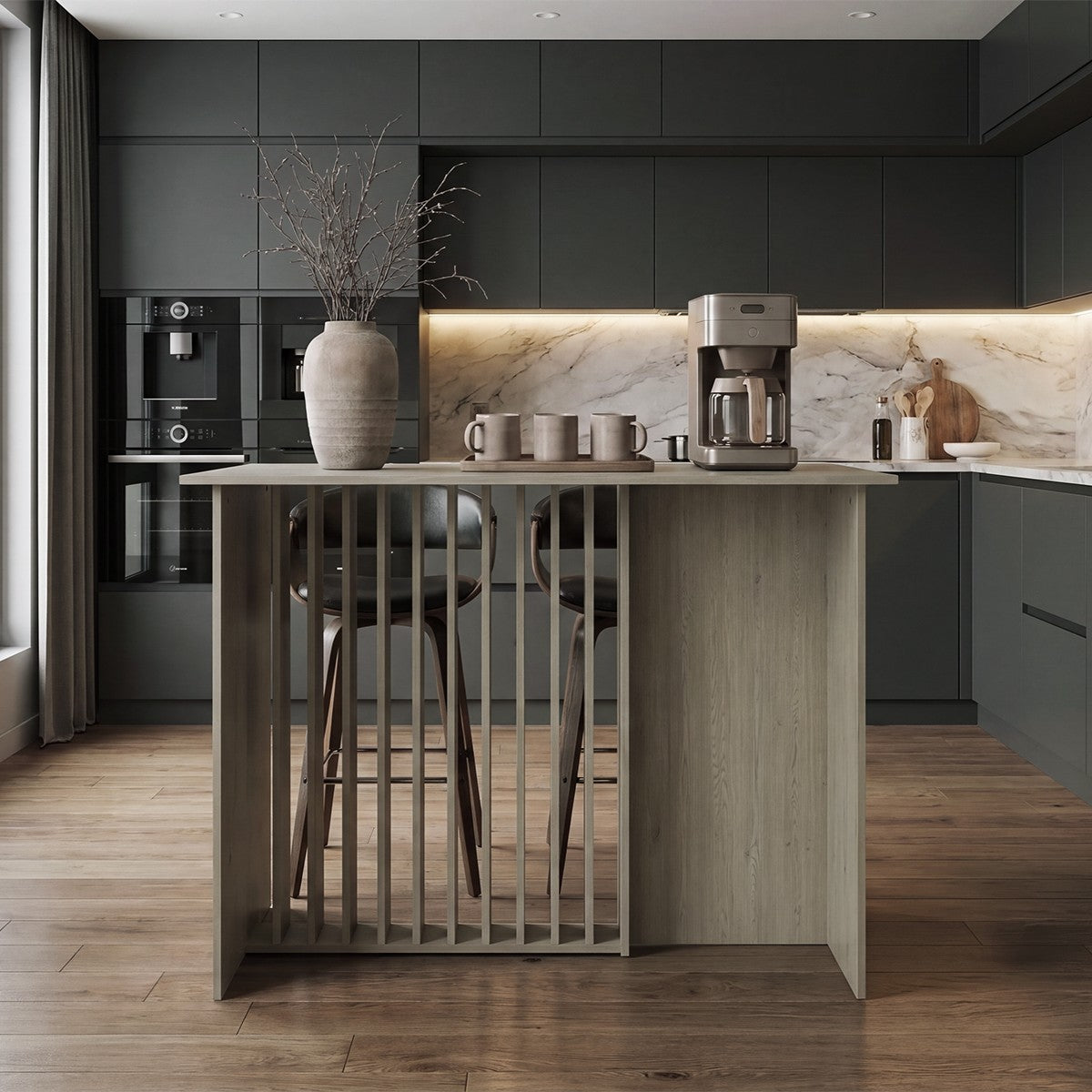 Barra de Cocina Nativa, Color Kronos Cotta, con Amplia Superficie en la Mesa