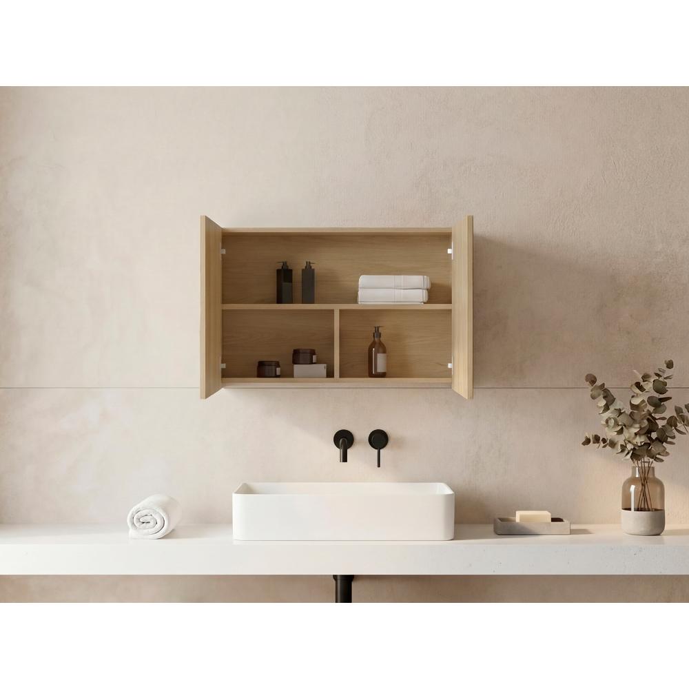 Gabinete de Baño Agni, Fresno Europeo, con Dos Puertas y Espacio para Almacenar Objetos