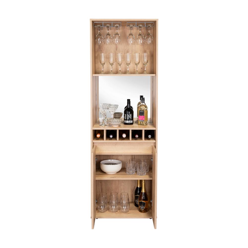 Bar Alto Prandy, Café Claro, con Amplio Espacio para Almacenamiento de Botellas ZF