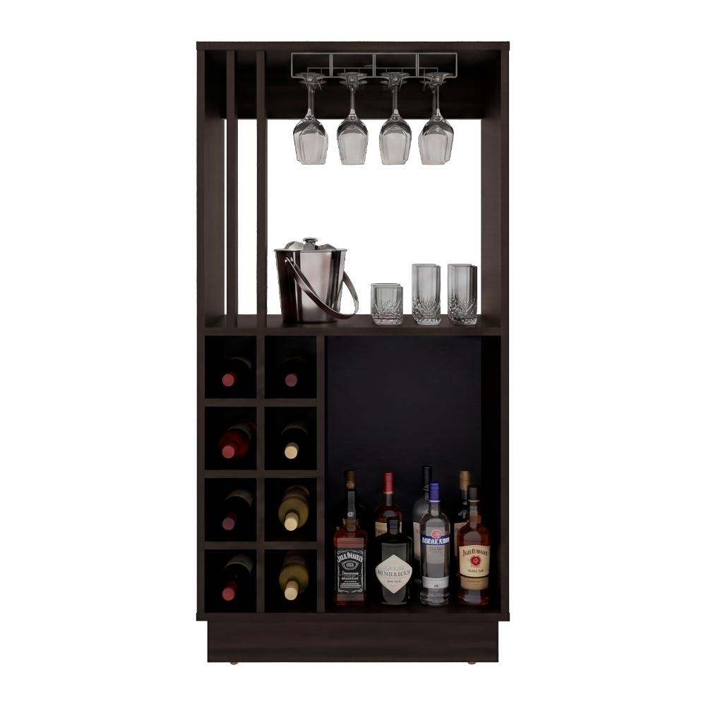 Bar Caoba, Nogal, Con 8 espacios para botellas de vino ZF