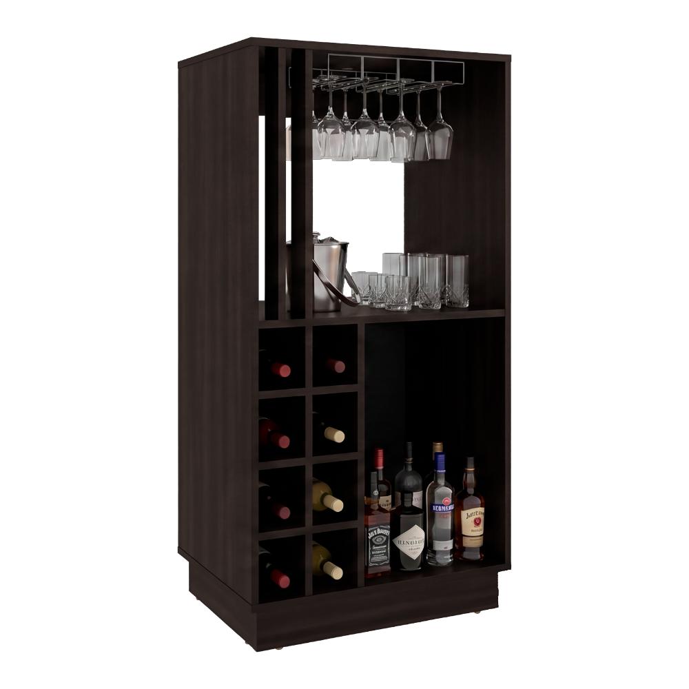 Bar Caoba, Nogal, Con 8 espacios para botellas de vino ZF