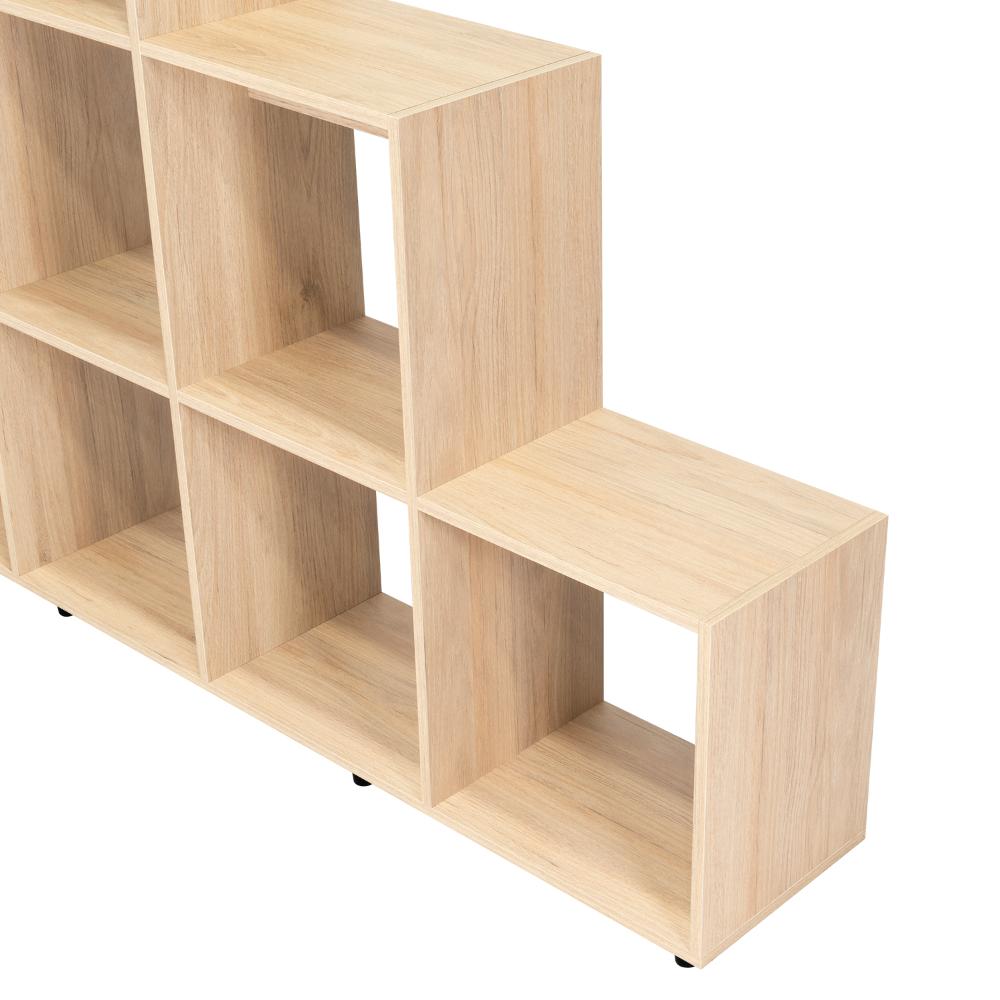 Biblioteca Escalera Ascher, Beige, Con Variedad de Espacios Para Libros y Artículos Decorativos