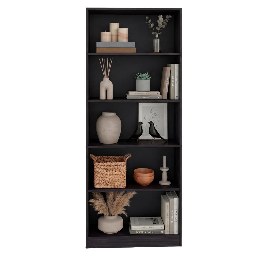 Biblioteca Básica, Wengue, con 4 Entrepaños para Objetos Decorativos y de Fácil Armado ZF