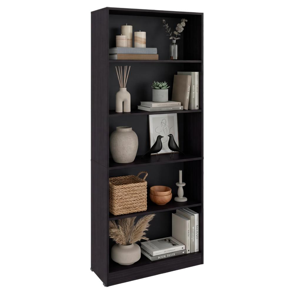 Biblioteca Básica, Wengue, con 4 Entrepaños para Objetos Decorativos y de Fácil Armado ZF