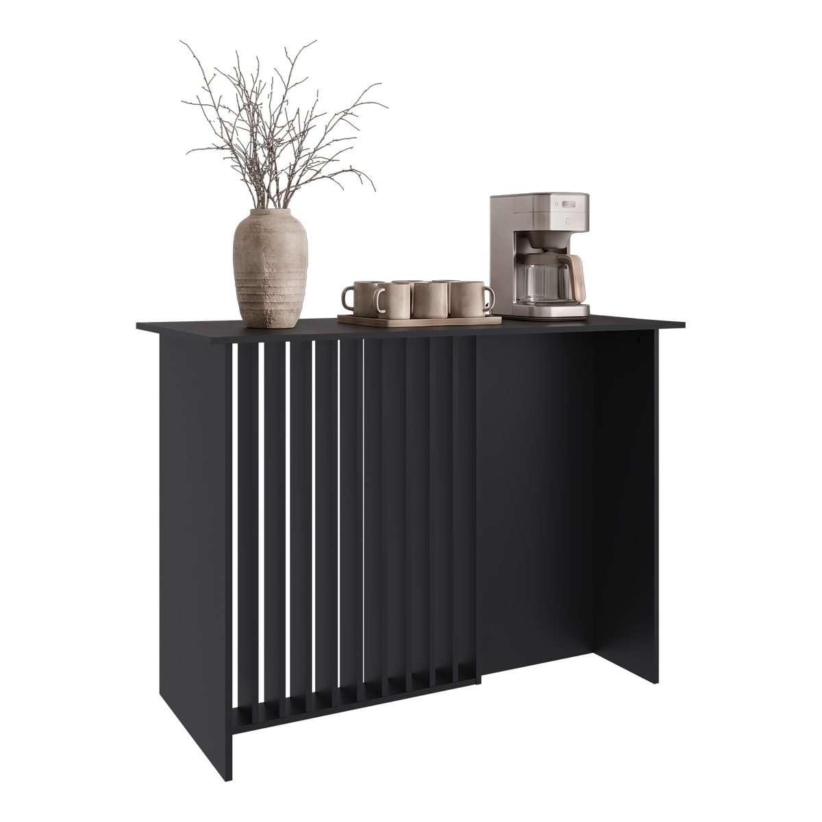 Barra de Cocina Nativa, Color Wengue, con Amplia Superficie en la Mesa