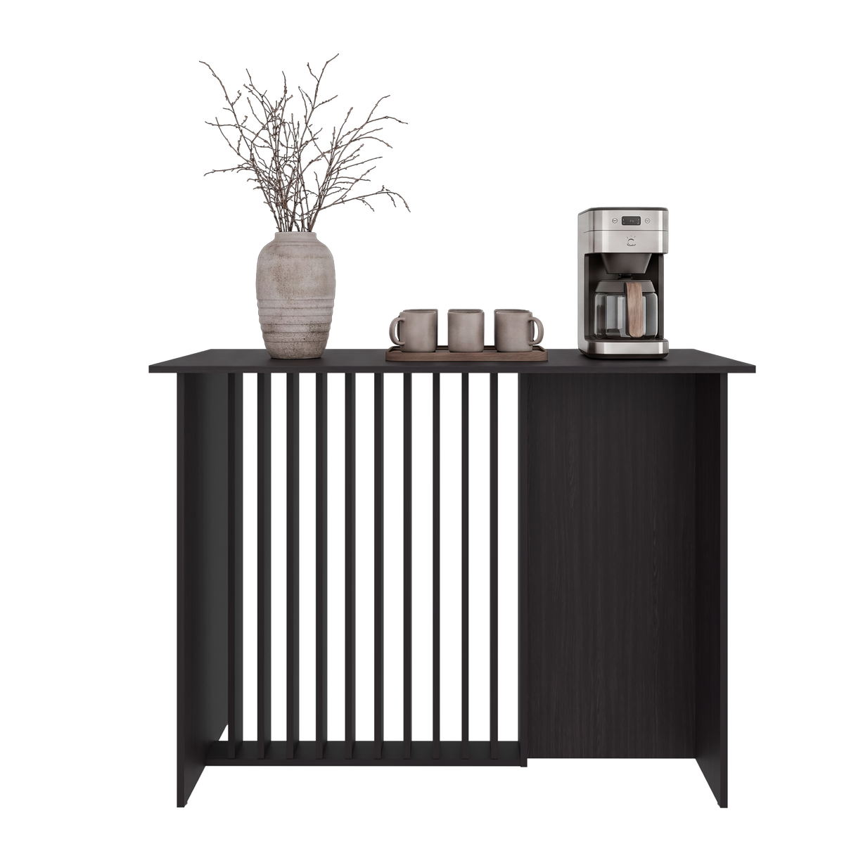 Barra de Cocina Nativa, Color Wengue, con Amplia Superficie en la Mesa ZF