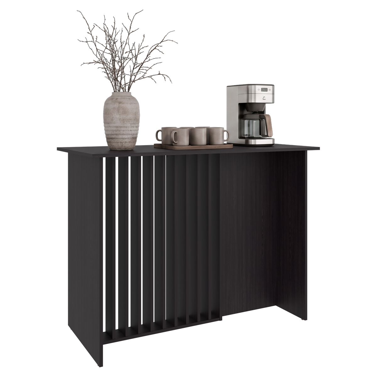 Barra de Cocina Nativa, Color Wengue, con Amplia Superficie en la Mesa ZF