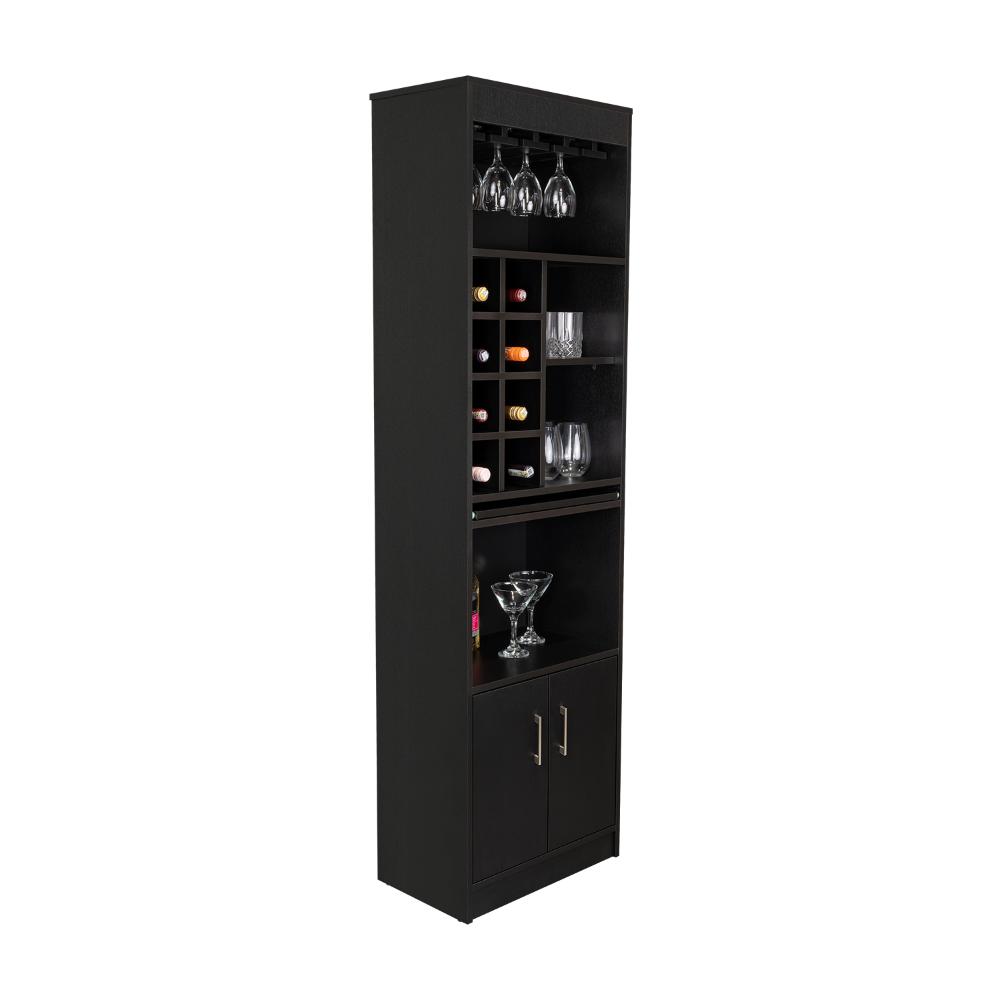 Bar Celeste, Wengue, con Espacio Para Organizar Botellas de Vino y Copas